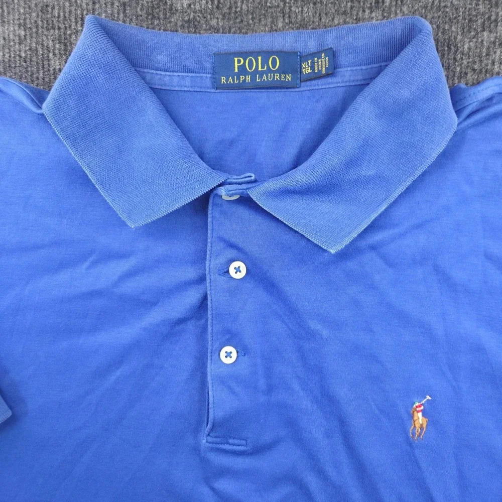 Polo Ralph Lauren Polo Shirt Mens XLT Blue Cotton Short Sleeve Classic Pony Logo
